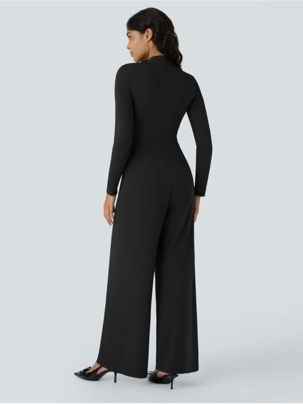 HALARA Black Square-Neck Long-Sleeve Jumpsuit - Picture 2 of 4